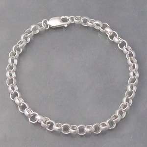 Nice Rolo Round Link Sterling Silver Charm Bracelet 8  