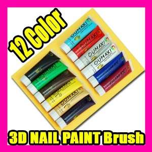    12 Colour 3d Multi surface Nail Art Paint Brush 022 Beauty