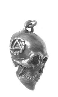 AA Alcoholics Anonymous Jewelry Pendant, Sterling Silver, 3D Skull 