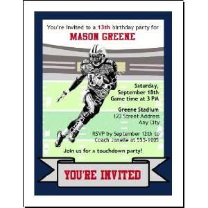   Patriots Colored Football Birthday Party Invitation 2 