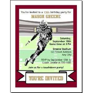    49ers Colored Football Birthday Party Invitation 2 
