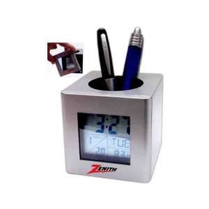 Desk caddy with multi function LCD alarm clock and removable magnetic 
