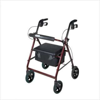 Deluxe Aluminum Rollator Walker with Curved Comfort Backrest and 