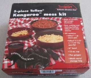 NEW TEXSPORT Kangaroo 5 Pc Aluminum Mess Kit Camping Cookware with 