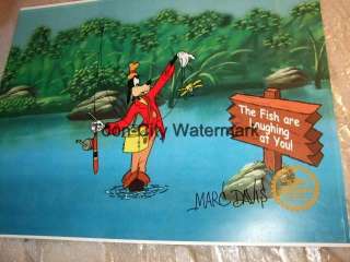 Goofy Fishing Disney Sericel FREE BACKGROUND COA  