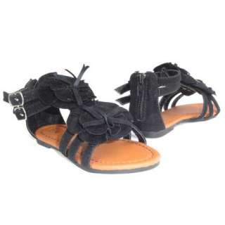   Flat Suede Sandals Black Size 9 4 / kids ankle strap shoes  