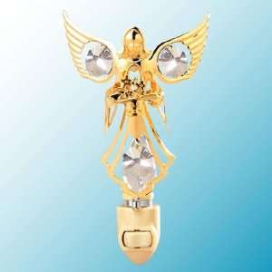  Angel Holding Flowers 24k Gold/Crystal Night Light