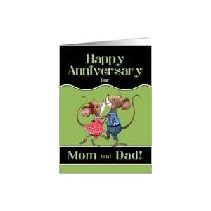  Happy Anniversary to Mom and Dad  Two Dancing Mice Card 