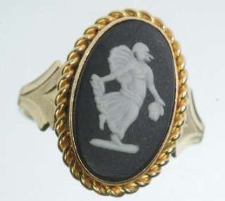 LADIES VINTAGE 14K SOLID YELLOW GOLD ENGLAND CAMEO ESTATE RING J216142 