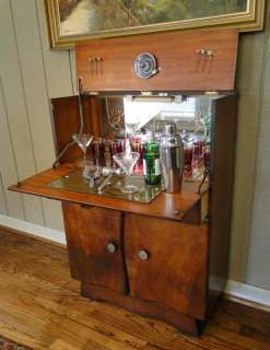 Antique English Art Deco BAR Cocktail Wine LIQUOR CABINET~Fitted~Old 