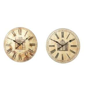   Set of 2 Tasteful Antique Style Parisian Wall Clocks