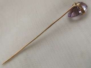 Antique 1890s VICTORIAN 14ct Gold 5.5ct Amethyst Belt Buckle Stick 