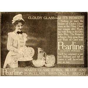 1907 Vintage Ad Pearline Soap Powder Maid Glassware   Original Print 