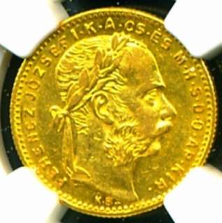 1889 AUSTRIA HUNGARY GOLD COIN 20 FRANCS 8 FT * NGC CERTIFIED GENUINE 