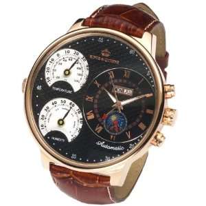   Automatic Big Face Mechanical Watch for Men Brown Strap C Watches