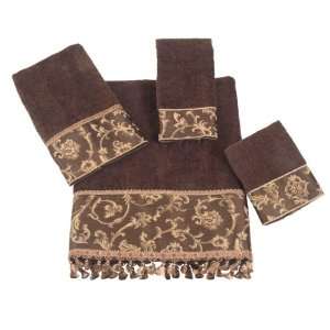    Damask Mocha Fringe Fingertip Towel By Avanti