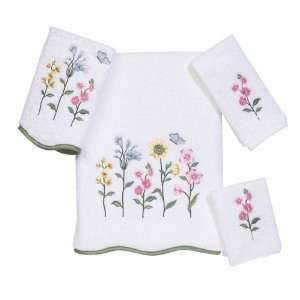   White Country Floral Decorative Bath Towels By Avanti