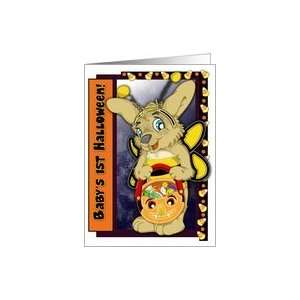  Babys First Halloween, Bunny with Bumblebee Costume Card 
