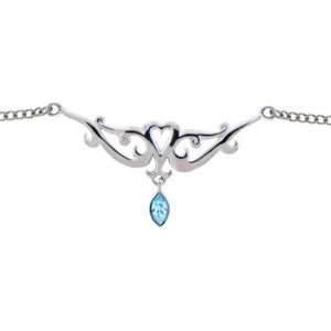    TRIBAL HEART TEAR DROP Solar Blue BACK Belly Chain Jewelry