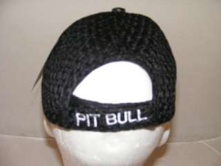 PIT BULL PITBULL BLACK LEATHER BILL AIR MESH HAT CAP  