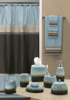   Bold Style Mystique Blue & Brown Bath Accessories Bathroom Collection