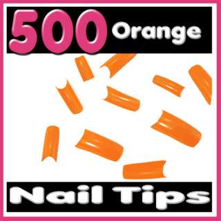 500 pcs Orange Color Acrylic Nail Art False French Nail Tips   Half 