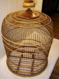   MAITLAND SMITH LTD. Wicker Rattan Bamboo Large Bird Cage Brass Hanger