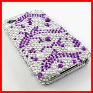 PURPLE Dolphins Bling Case Cover For iPhone 4 Accessory  