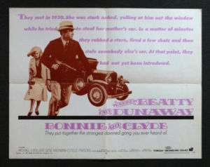 BONNIE AND CLYDE * HALF SH ORIG MOVIE POSTER 1967  
