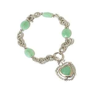  Aventurine Heart Tiffany Style Rope Link Bracelet Jewelry