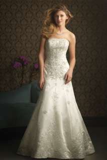 Elegant Satin Embroidery wedding Dresses Bridal Gown  
