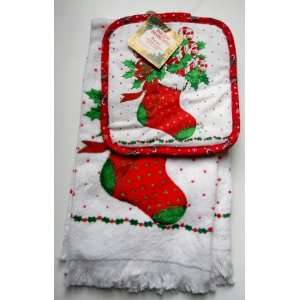  Holiday Traditions 3 Pc. Set 2 Kitchen Towels and Pot 