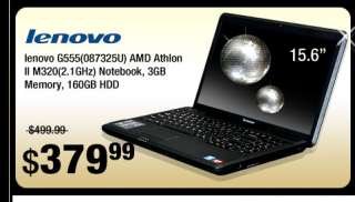 lenovo G555(087325U) AMD Athlon II M320(2.1GHz) Notebook, 3GB Memory 
