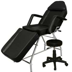  Black Facial Massage Esthetician Bed with Stool Beauty