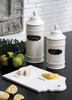 SHABBY FRENCH CHIC S/2 White CANISTER SET Chalkboard  