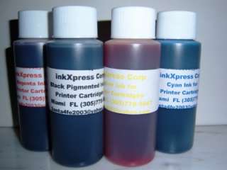 BULK INK REFILL SET 4  2oz FOR HP LEXMARK CANON EPSON  