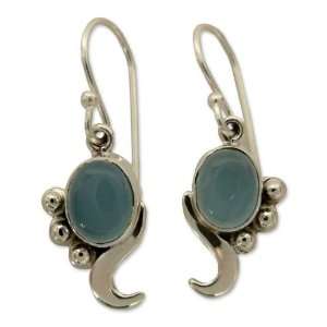  Blue chalcedony dangle earrings, Hindu Harmony Jewelry
