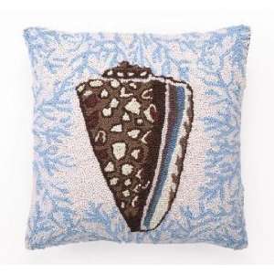  Cowry Seashell with Blue Coral Pillow