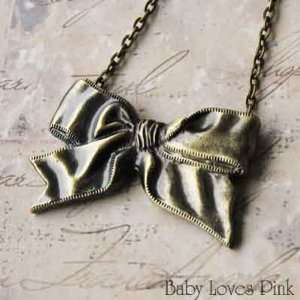  Bronze Ribbon Bow Necklace 