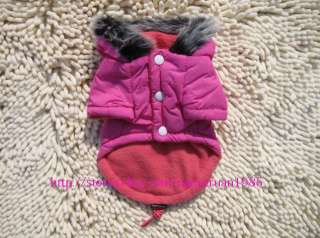 Sweet Warm Winter Pet Dog Cat Coat Dress Clothes Apparel Snowsuit Pink 