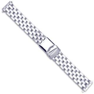 Breitling Pilot Style Solid Link Metal Watch Band   Silver   22mm