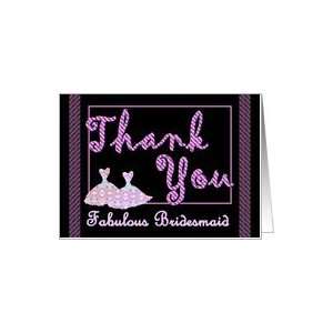  BRIDESMAID Thank You   Purple Stripes & Dresses Card 