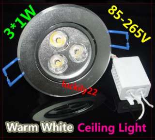 3W Warm White LED Ceiling Light Down light 85 265V  