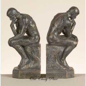    Great Thinker Bronze Greek Bookends Statues