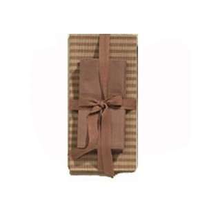  Set of 4 Brown Sola Striped Placemats With Solid Napkins 