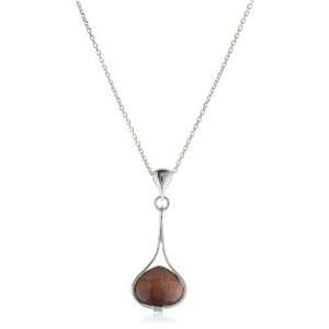  ELLE Jewelry Brown Gold Stone Dollop Pendant, 16 With 2 
