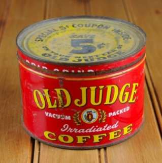 OLD JUDGE COFFEE Old Antique Vintage Can Tin Box Product Advertising 