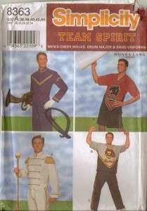   Sewing Pattern 8363 Mens Cheer Squad Drum Major Band Uniforms  