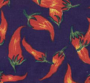 Chili Peppers Blue HOT Quilt Fabric 1 Yd  