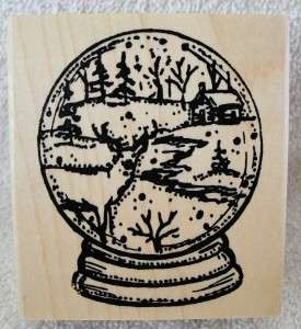 Northwoods rubber stamp Christmas small Snow Globe deer  